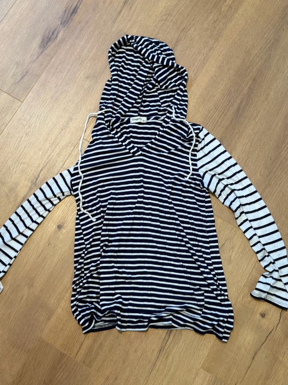 Striped Hooded Long-Sleeve Top - Navy & White